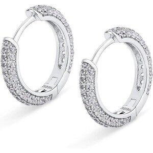 ⚡ Hoop Earrings Women 925 Sterling Silver White Gold Plated Hypoallerge